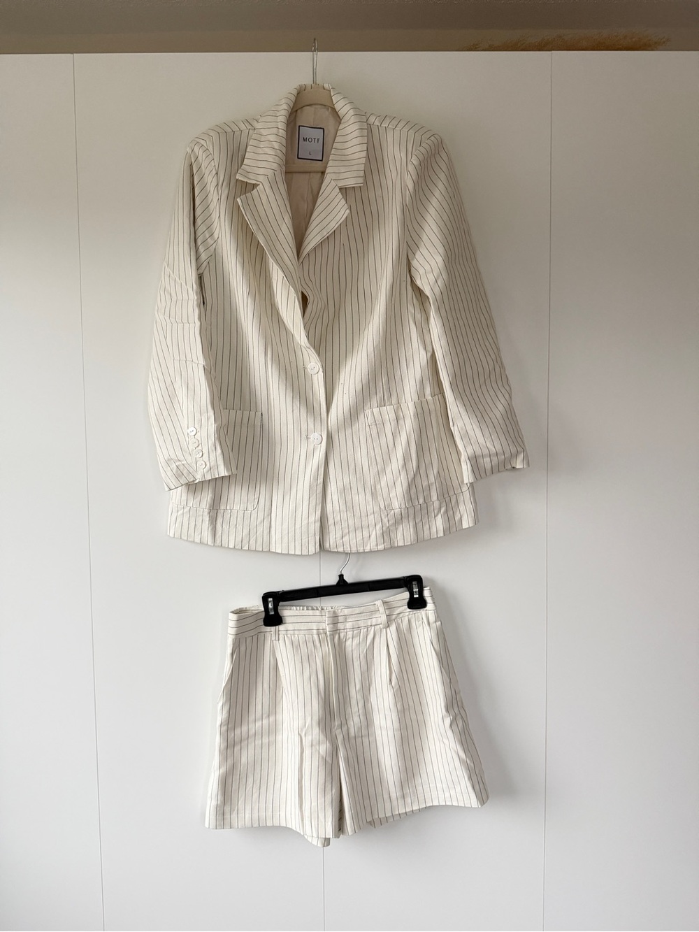 MOTF Cream Pinstripe Blazer & Shorts